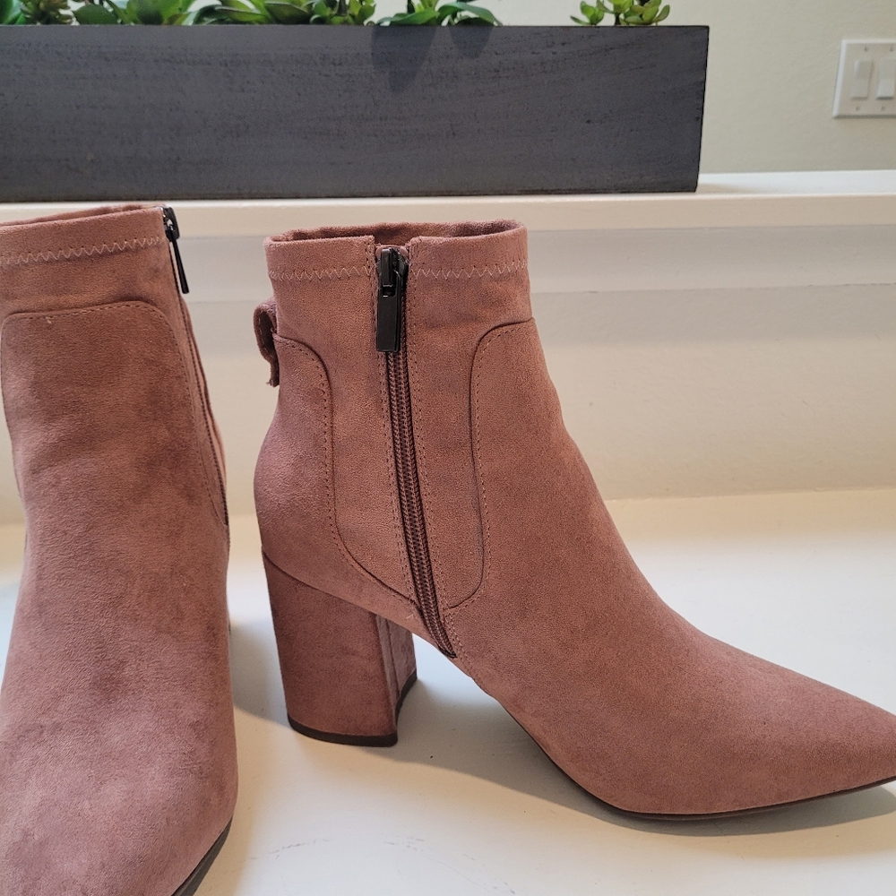 Pink Suede Ankle Boot Size 8.5